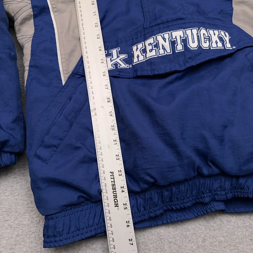 STARTER Kentucky Wildcats Puffer Jacket Men's Small Blue Hooded Windbreaker Hood